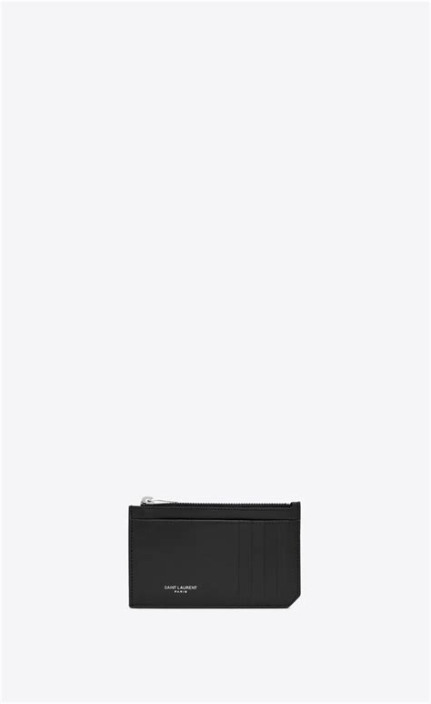 SAINT LAURENT PARIS FRAGMENTS zip card case in smooth 